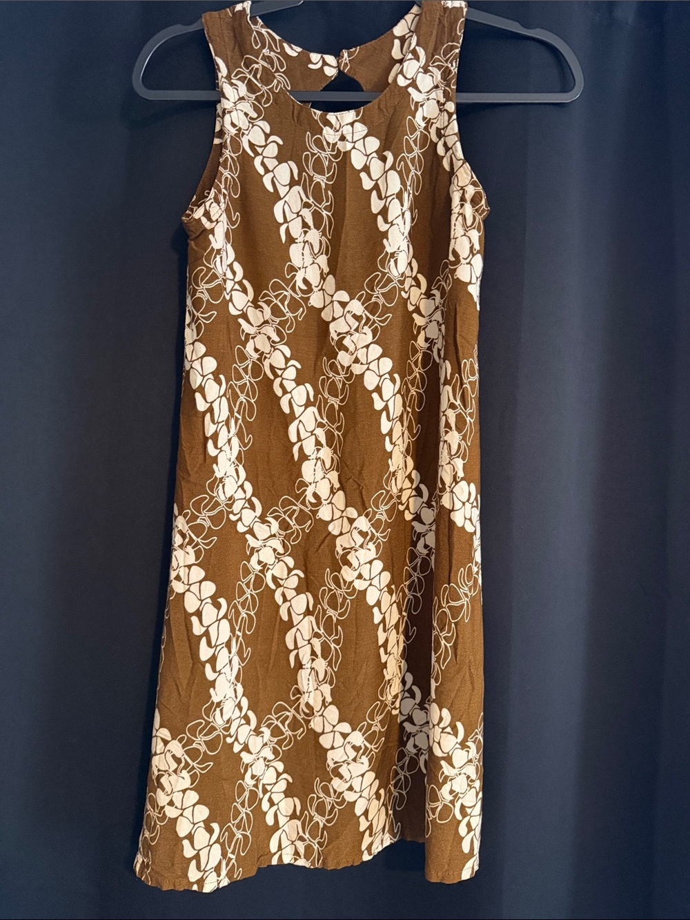 Sleeveless Brown Floral-Print Midi Dress